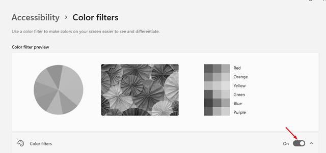Enable the Color filters option