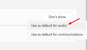 Use as default for audio