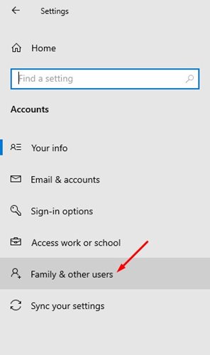 Family & other users option