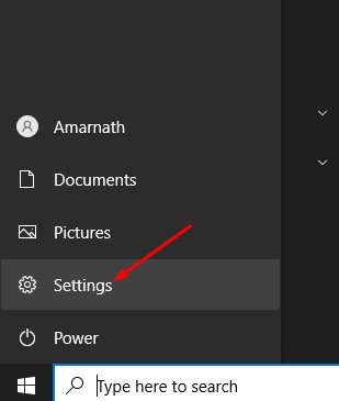 Windows Start button and select Settings