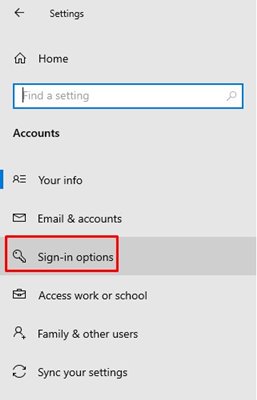 Sign-in option