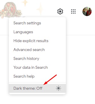 click on the Dark Theme option