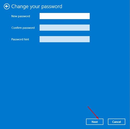 Enter the new password