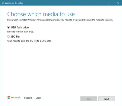 select the USB Flash drive option