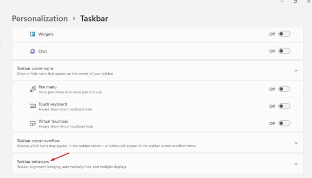 Taskbar behaviors