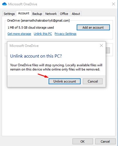 Unlink account option
