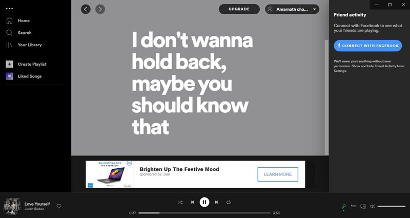 display the lyrics of the song