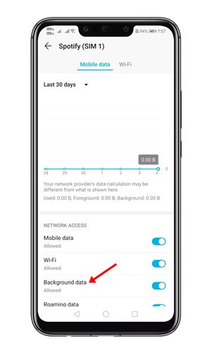 Disable Background Data Usage