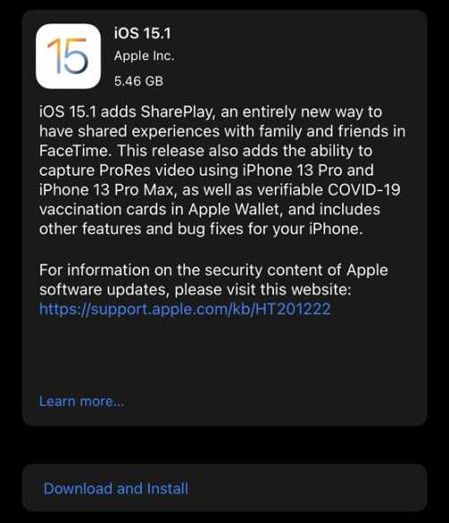 iOS 15.1 update released