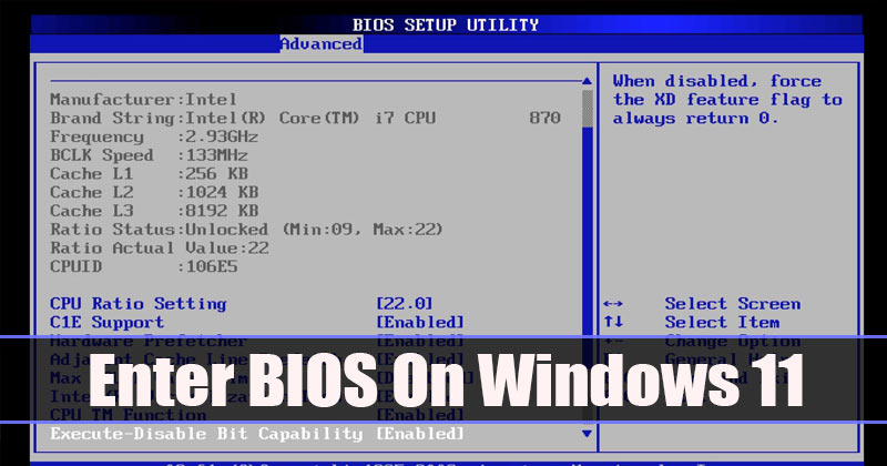 How to Enter the BIOS on Windows 11 PC
