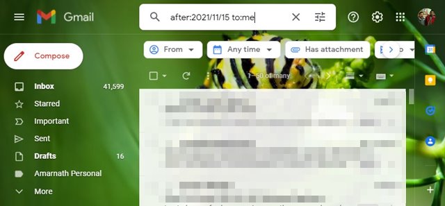 Search Emails Received After Specified Date