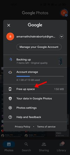 tap on the Account Storage