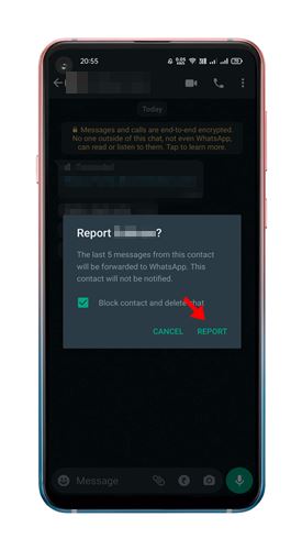tap on the Report option