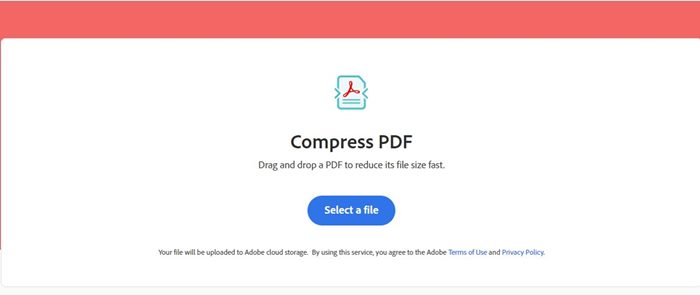 Compressor de PDF on-line da Adobe
