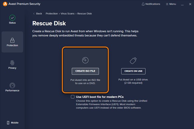 Avast Rescue Disk