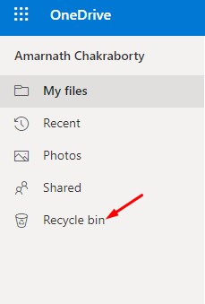 click on the Recycle Bin option