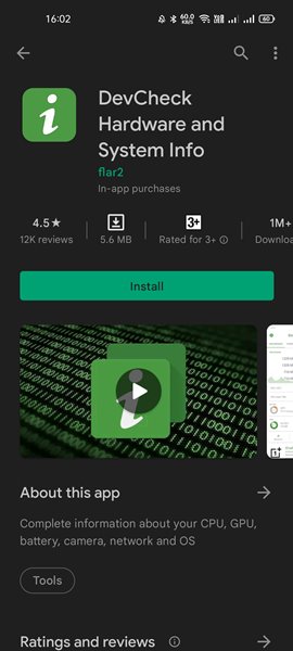 install the DevCheck app
