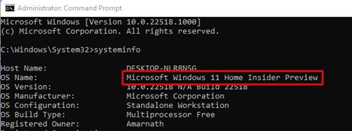 Find Windows 11 Edition via CMD