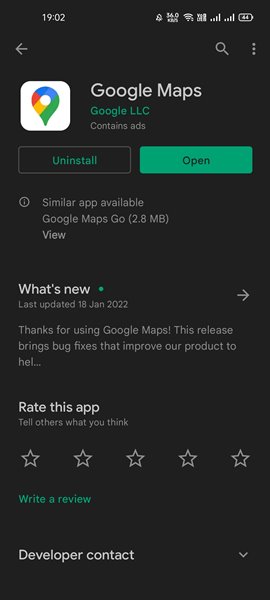 Oppdater Google Maps-appen