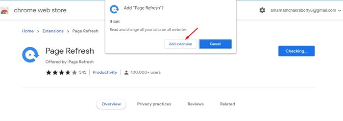 install the Page Refresh browser extension