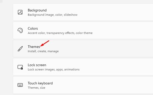 Click on the Themes option