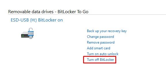 Turn off BitLocker