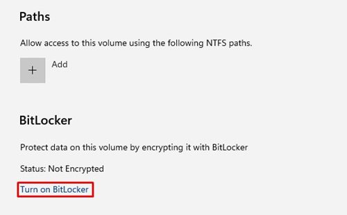 Turn on BitLocker