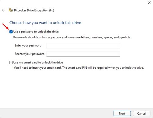 Use a password to unlock a drive