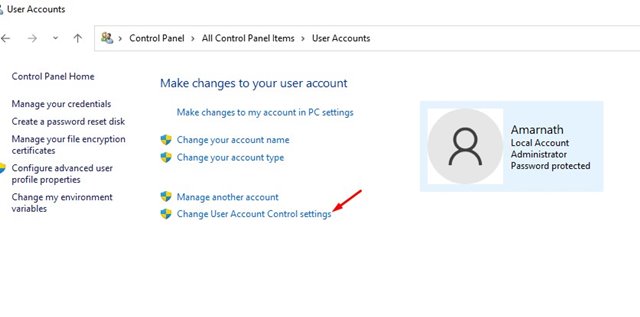 Change User Account Control settings
