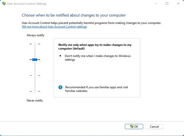 controle deslizante vertical com 4 configurações diferentes