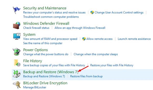 Backup e Restauração (Windows 7)