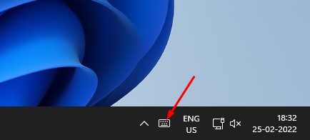 touch keyboard icon on the system tray