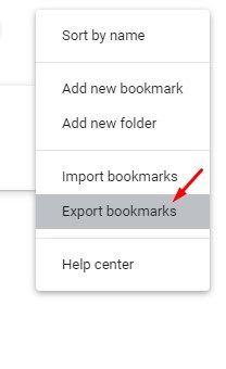 click on the Export bookmarks
