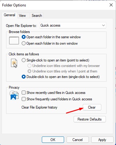 Folder options