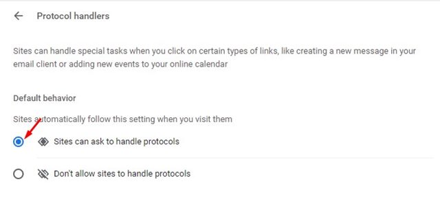 Enable Sites can ask to handle protocols