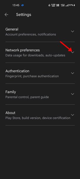 tap on the Network Preferences