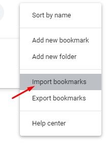 Import bookmarks