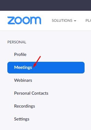 select the Meetings tab