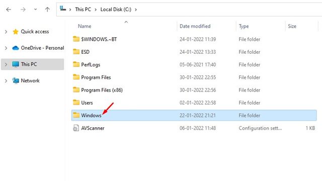 This PC > Local Disk (C:) > Windows