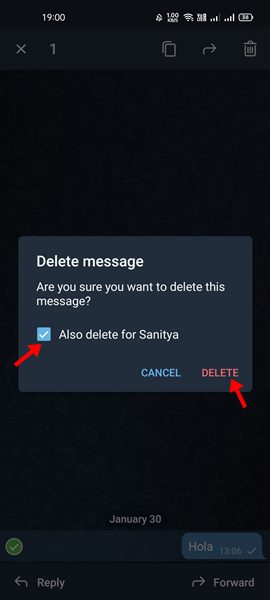 select the 'Also delete for (name)' option