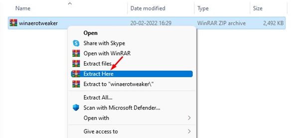 extract the file
