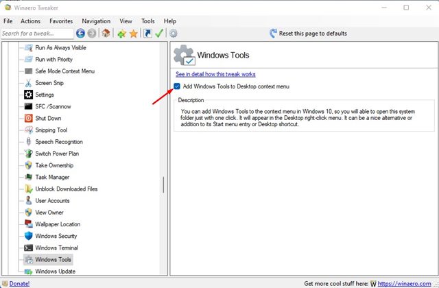 'Add Windows Tools to desktop context menu'
