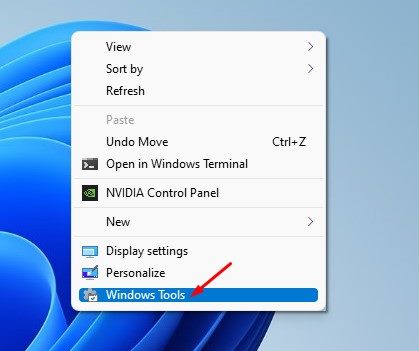 Windows Tools option in the context menu
