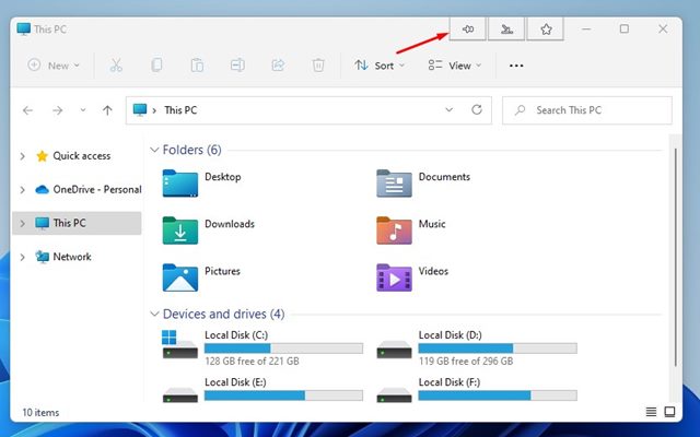 three new buttons to Windows' title bars