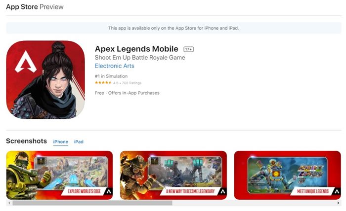Az Apex Legends Mobile letöltése iPhone-ra