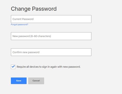 enter the new password and confirm it