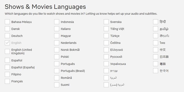 Shows & Movies Language