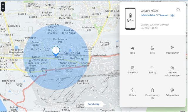 show you the current location of your Samsung device