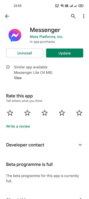 update the Messenger app