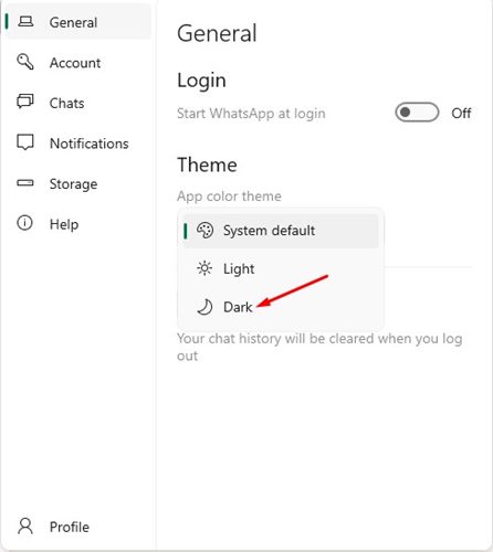 How to Enable Dark Mode on WhatsApp UWP App for Windows 11 - 92